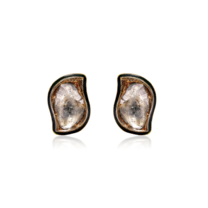 A pair of 19th-century diamond and enamel gold stud earrings from India