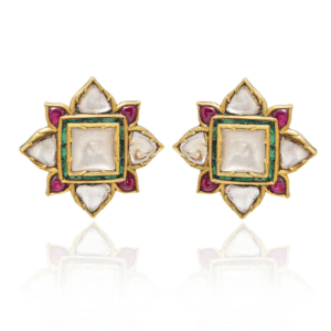 pair of indian gem-set gold star earrings