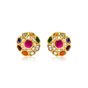 pair of indian gold navaratna earrings