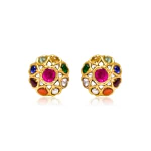 pair of indian gold navaratna earrings pair of indian gold navaratna earrings