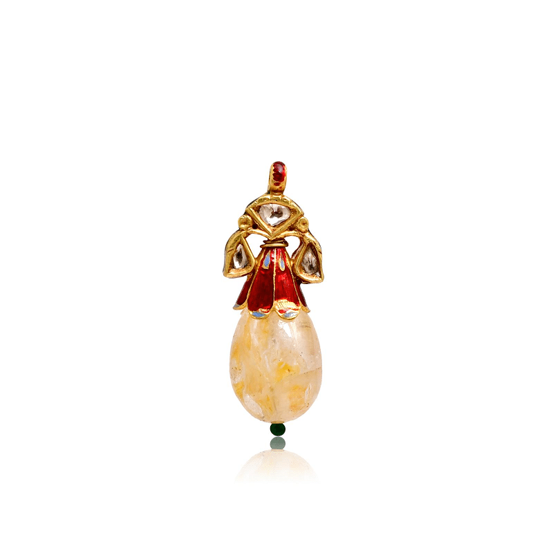 19th-century yellow sapphire diamond and enamel pendant from India